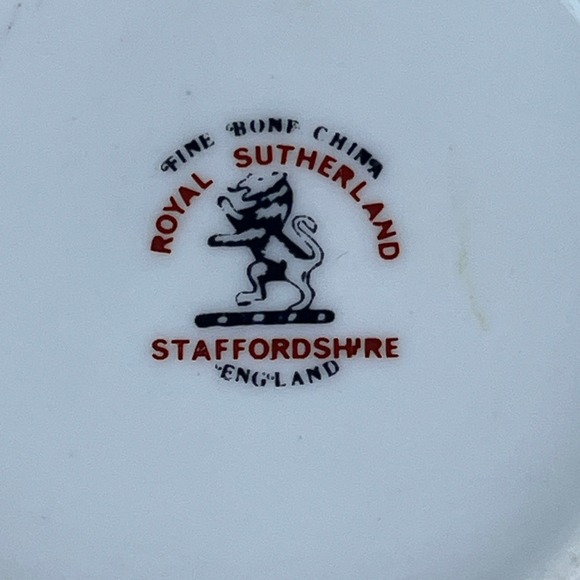 Royal Sutherland Staffordshire Fine Bone China Teacup Saucer Pink Rose Gold Trim - Picture 11 of 14